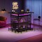 Corner Bar Cabinet with LED Light Strip, Wine Storage and Glass Racks